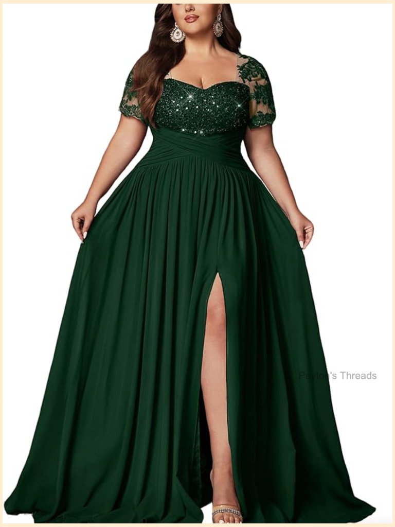 Plus Size Sequin A Line Maxi Dress Formal Wedding Guest Gown